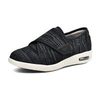 Mens Shoes for Swollen Feet, Fully Adjustable Closures Wide Width Slippers Orthopedic Shoes, Edema Widening Walking Shoes for Foot Pain Relief Memory Foam Knit Mesh,38
