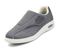 Mens Shoes Hook and loop Fastening Men Slippers Orthopedic Extra Large for Arthritis in the Feet Comfort Sandals Slip On Trainers Diabetic,Grey,40.5 EU