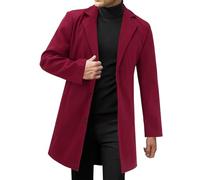 Men's Short Autumn Trench Coat Black Transition Coat Slim Fit Single Breasted Transition Coat Long Sleeve Lapel Jacket Casual Windproof Coat Transition Jacket Autumn Winter Jacket Short Coat, Wine Red