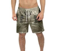 Men's Short Bavarian Oktoberfest Outfit with Drawstring Traditional Beer Clothing Elastic Waist Medieval Vintage Retro Shorts Summer Sports Trousers Beach Trousers Short, Light green, 3XL