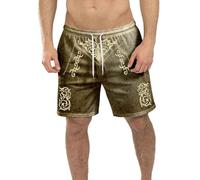 Men's Short Bavarian Oktoberfest Outfit with Drawstring Traditional Beer Clothing Elastic Waist Medieval Vintage Retro Shorts Summer Sports Trousers Beach Trousers Short, U Green, 3XL