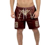 Men's Short Bavarian Oktoberfest Outfit with Drawstring Traditional Beer Clothing Elastic Waist Medieval Vintage Retro Shorts Summer Sports Trousers Beach Trousers Short, U Brown, XXL