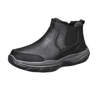 Mens Short Boots, Waterproof Booties For Cold Weather Soft Cotton Boots Non-Slip Casual Outdoor Boot Winter Fluffy Warm Furry Snow Boot Lightweight Comfortable Fuzzy Footwear