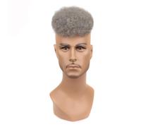 Men's Short Crown Explosion Head Flat Head Complementary Hair Block Fashion Wig Headgear(Grey)