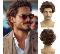 Men's Short Curly Wig - Brown Short Style