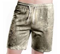 Men's Short Lederhosen Traditional Trousers Men's Leather Brown Traditional Leather Trousers Without Bib with Drawstring Traditional Trousers Comfortable Printed Leather Trousers for Oktoberfest