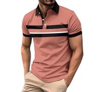 Mens Short/Long Sleeve Polo Shirts Contrasting Colors Cotton Golf Tennis T-Shirt Business Work Tee Tops Gym for Men Clothes Boys red Check Shirt Cycling Fleece top Men T-Shirt (RD2, M)