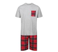 Mens Short Pyjamas PJ Set Premium Sleep Lounge Nightwear M-XXL New (PP Tartan Grey M)