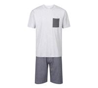 Mens Short Pyjamas PJ Set Premium Sleep Lounge Tartan Plaid Nightwear M-XXL New (PP Denim & Grey XL)