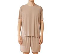 Mens Short Pyjamas Set Ice Silk Pjs for Men Round Neck T Shirts and Shorts Solid Colour Comfortable Nightwear Two Piece Sleepwear Casual Lightweight Tracksuits Summer Pajamas