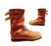 Men's Short Riding Boots Renaissance Medieval Cosplay Boots Retro Motorcycle Boots with Medium Run Classic Round Head Belt Mens Steampunk Boots (46)
