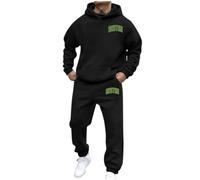 Men's Short Sets 2 Piece Outfits Jogging Suit Mens Tracksuit Set Hoodie Top Sportswear Long Sleeve Hoodie Pants Sportswear Jogging Suit Athletic Set Sport Lounge Wear Xmas Gift Black