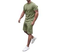 Men's Short Sets Outfits 2 Piece Summer Tracksuit Short Sleeve Crewneck Summer T Shirt and Drawstring Casual Track Shorts Set Gym Sets Casual Shirt und Pants mit Drawstring2025