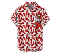 Men's Short Sleeve Button Down Bowling Shirts Hawaiian Casual Printed Summer Regular Fit Beach Aloha Shirt for Adult, Cinco De Mayo Chili Pepper, XXL