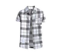 Men's Short Sleeve Checked Shirt Black White Country House Shirts Lightweight Button-Down Shirt with Pocket Summer Short Sleeve Casual Shirts Breathable Lightweight Jacket Summer Outfits for Men