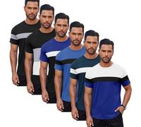 Men's Short Sleeve Crew Neck T-Shirts 6 or 13 Pcs Soft Breathable Mix of Solid Colour, Gradient & Striped Tees Casual Summer Gym Essentials
