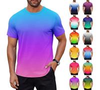 Men's Short Sleeve Crew Neck T-Shirts 6 or 13 Pcs Soft Breathable Mix of Solid Colour, Gradient & Striped Tees Casual Summer Gym Essentials
