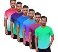Men's Short Sleeve Crew Neck T-Shirts 6 or 13 Pcs Soft Breathable Mix of Solid Colour, Gradient & Striped Tees Casual Summer Gym Essentials