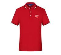 Men's Short Sleeve for DUCATI Printed Polo Shirts Contrasting Colors Golf Tennis Casual T-Shirt Short Sleeve Tee-Red||L