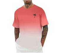 Men's Short Sleeve Gradient Tee Palm Tree Graphic Lightweight Summer Wear Soft Cotton T-Shirt
