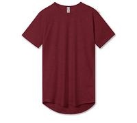 Men's Short Sleeve Hipster Drop Cut Curved Hem Long Scallop T-Shirts, Heather Burgundy, Large