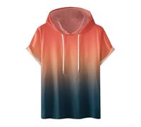 Mens Short Sleeve Hoodie UK Clearance Mens T Shirt with Hood Summer Lightweight Hooded Sweatshirt Pullover Digital Printed Drawstring Hoody for Outdoor Workout and Running