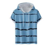 Mens Short Sleeve Hoodie UK Clearance Mens T Shirt with Hood Summer Lightweight Hooded Sweatshirt Pullover Digital Printed Drawstring Hoody for Outdoor Workout and Running