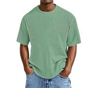 Mens Short Sleeve Knit T Shirt Lightweight Casual Crewneck Textured Waffle Knitted T-Shirts Summer Loose Fit Pullover Tees Tops