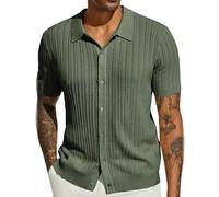 Men's Short Sleeve Knitted Shirt Casual Button Hollow Out Beach Shirt Men's Cardigan Casual Long Sleeve Flap Collar Cardigan Polo Shirt Men's Short Sleeve Slim Fit Button Down Lightweight Summer