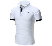 Men's Short Sleeve Little Deer Polo T-shirt - white / 2XL