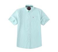 Mens Short Sleeve Oxford Shirt Plain or Stripe,Classic Fit,Button Down Collar & Pocket. Holiday Apparel Leisure Shirts. by Janeo British Apparel. Paris Mint Stripe, 2XL