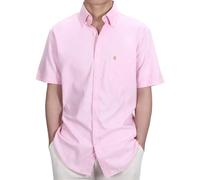 Mens Short Sleeve Oxford Shirt Plain or Stripe,Classic Fit,Button Down Collar & Pocket. Holiday Apparel Leisure Shirts. by Janeo British Apparel. Tickle Me Pink Plain, S