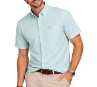 Mens Short Sleeve Oxford Shirt Plain or Stripe,Classic Fit,Button Down Collar & Pocket. Holiday Apparel Leisure Shirts. by Janeo British Apparel. Paris Mint Stripe, S