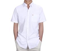 Mens Short Sleeve Oxford Shirt Plain or Stripe,Classic Fit,Button Down Collar & Pocket. Holiday Apparel Leisure Shirts. by Janeo British Apparel. Warm White Plain, 3XL