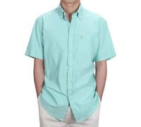 Mens Short Sleeve Oxford Shirt Plain or Stripe,Classic Fit,Button Down Collar & Pocket. Holiday Apparel Leisure Shirts. by Janeo British Apparel. Paris Mint Plain, 3XL