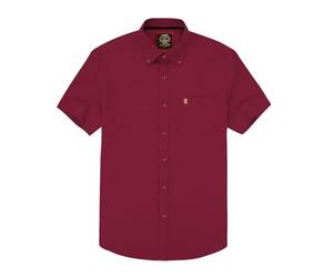 Mens Short Sleeve Oxford Shirt Plain or Stripe,Classic Fit,Button Down Collar & Pocket. Holiday Apparel Leisure Shirts. By Janeo British Apparel. Merlot Wine Plain, 2XL