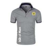 Men's short Sleeve Po.lo Shirt Is.le of M.a.n T.T, Cotton Pique Shirt Breathable, Casual Breathable Work Tee Top for Summer, Summer Polo shirt(Grey,M)