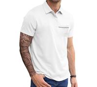 Men's Short Sleeve Polo Shirt Work Lapel Collar Solid Color Summer Breathable Casual with Chest Pocket Loose Fit Basic Top Classic Comfortable Simple Chic Streetwear Top