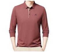 Mens Short Sleeve Polo Shirts Deer Head Embroidery Golf Tennis Cotton T-Shirt Mens Sports Wear Clothing White t-Shirts Men Cotton Mens Tops Casual Smart Henley Tees (Red, M)
