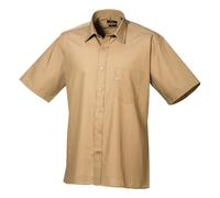 Mens Short Sleeve Poplin Shirt Plain Formal Office Work Easy Care Classic Top