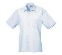 Mens Short Sleeve Poplin Shirt Plain Formal Office Work Easy Care Classic Top