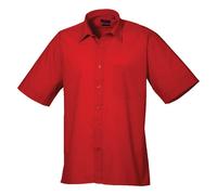 Mens Short Sleeve Poplin Shirt Plain Formal Office Work Easy Care Classic Top
