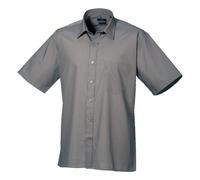 Mens Short Sleeve Poplin Shirt Plain Formal Office Work Easy Care Classic Top