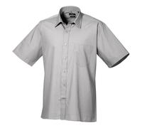Mens Short Sleeve Poplin Shirt Plain Formal Office Work Easy Care Classic Top