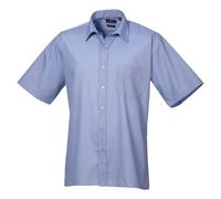 Mens Short Sleeve Poplin Shirt Plain Formal Office Work Easy Care Classic Top