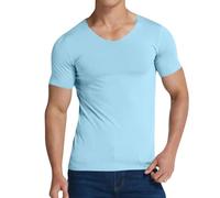 Mens Short-Sleeve Regular-Fit Tshirts Stretch Gym Tops for Men with Lightly Fitted Design Breathable Cool Collerless Summer Training Tops Casual Outdoor Running Sport Base Layer S-5XL