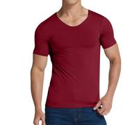 Mens Short-Sleeve Regular-Fit Tshirts Stretch Gym Tops for Men with Lightly Fitted Design Breathable Cool Collerless Summer Training Tops Casual Outdoor Running Sport Base Layer S-5XL