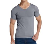 Mens Short-Sleeve Regular-Fit Tshirts Stretch Gym Tops for Men with Lightly Fitted Design Breathable Cool Collerless Summer Training Tops Casual Outdoor Running Sport Base Layer S-5XL