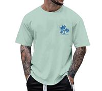 Men's Short Sleeve Round Neck T-Shirts Sports Printed Coconut Tree Summer Casual Comfortable Top Classic Loose Soft Chic Everyday Beach Holiday Top