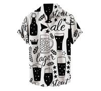 Men's Short Sleeve Shirt Beer Print Stand Collar Large V-Neck Hawaiian Shirt Leisure Bavarian Shirt Oktoberfest